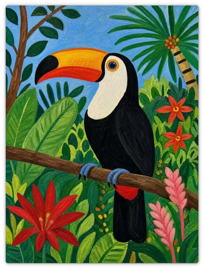 Leinwandbild im Folk Art Stil „Im Regenwald“