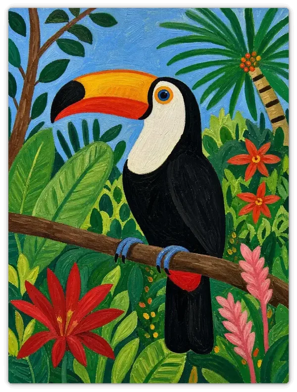 Leinwandbild im Folk Art Stil „Im Regenwald“