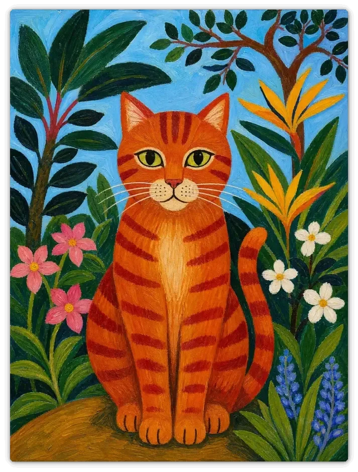 Leinwandbild im Folk Art Stil „Gartenbesuch“