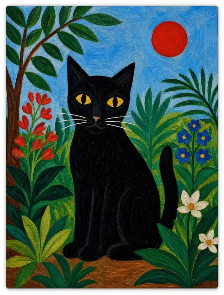 Leinwandbild im Folk Art Stil „Der kleine Panther“
