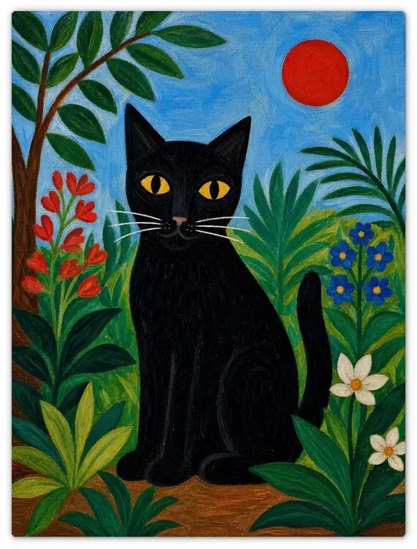 Leinwandbild im Folk Art Stil „Der kleine Panther“
