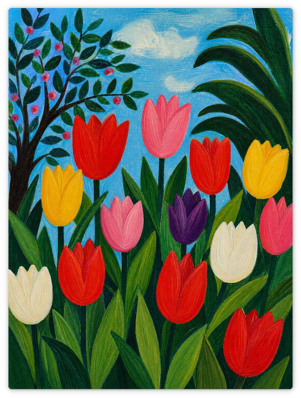 Das bunte Tulpenbeet