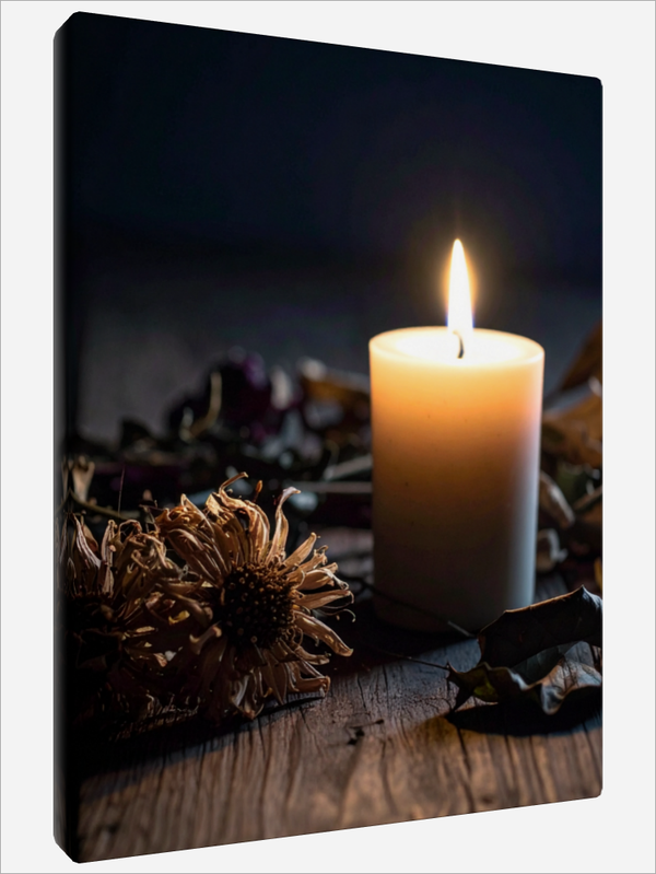 "Burning Pillar Candle"