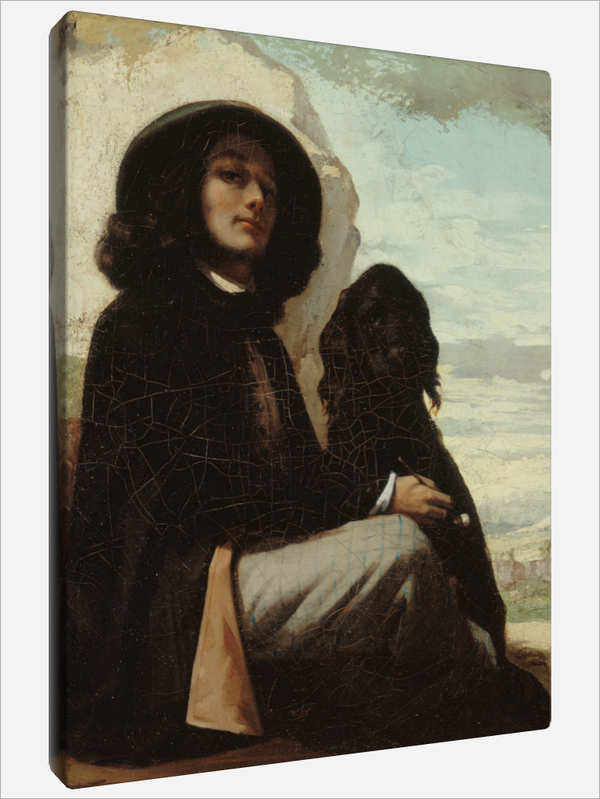 "Self Portrait with a Black Dog"