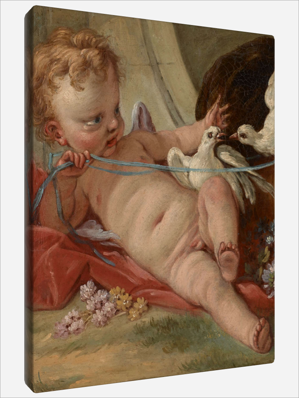 "Cupid holding two Doves"