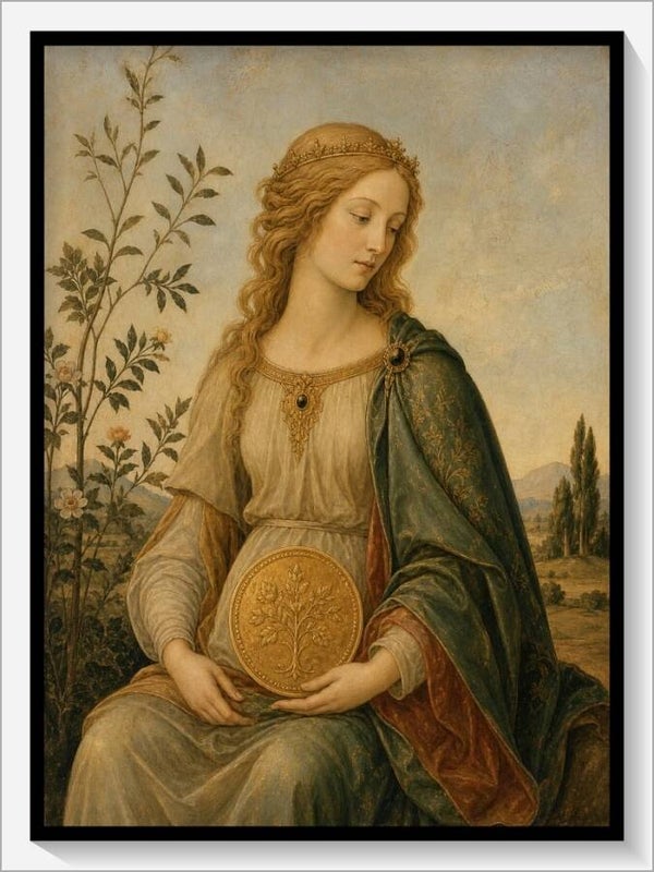 Botticelli Tarot „Königin der Münzen"