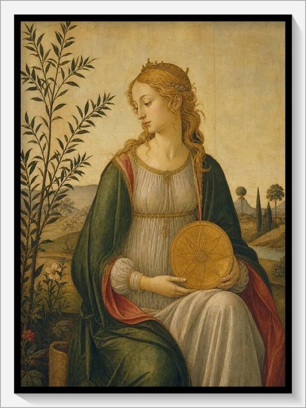 Botticelli Tarot „Königin der Münzen"