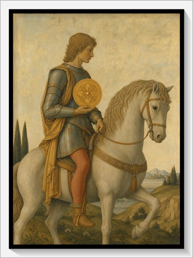 Botticelli Tarot „Ritter der Münzen"