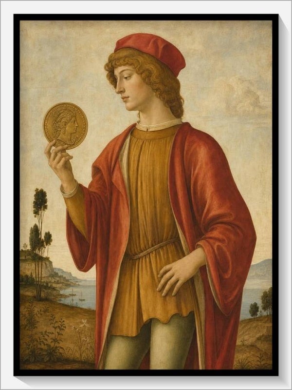 Botticelli Tarot „Bube der Münzen"