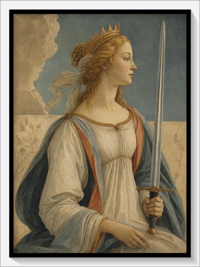 Botticelli Tarot „Königin der Schwerter"