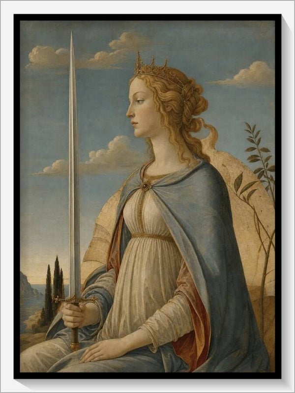 Botticelli Tarot „Königin der Schwerter"