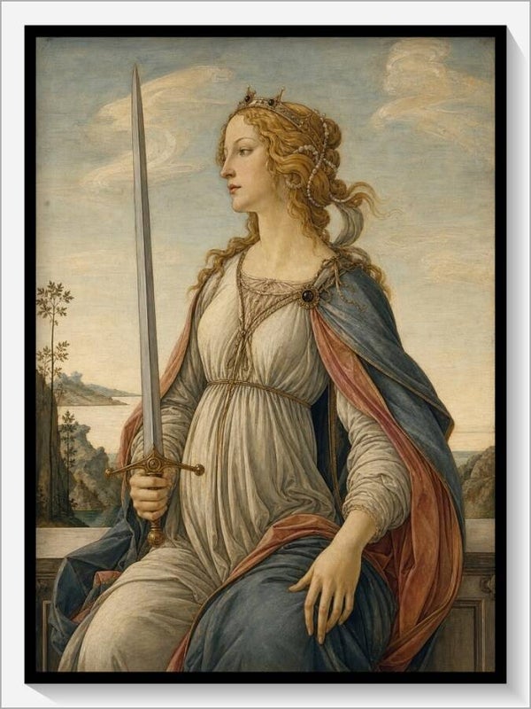 Botticelli Tarot „Königin der Schwerter"
