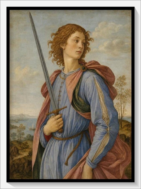Botticelli Tarot „Bube der Schwerter"