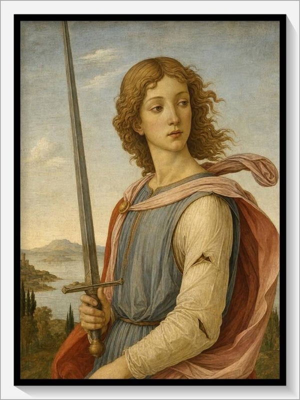 Botticelli Tarot „Bube der Schwerter"