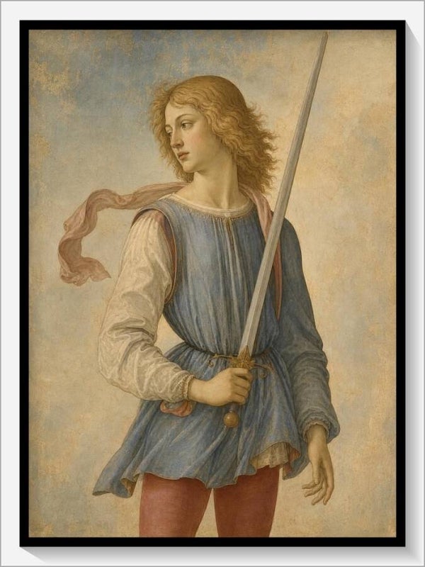 Botticelli Tarot „Bube der Schwerter"