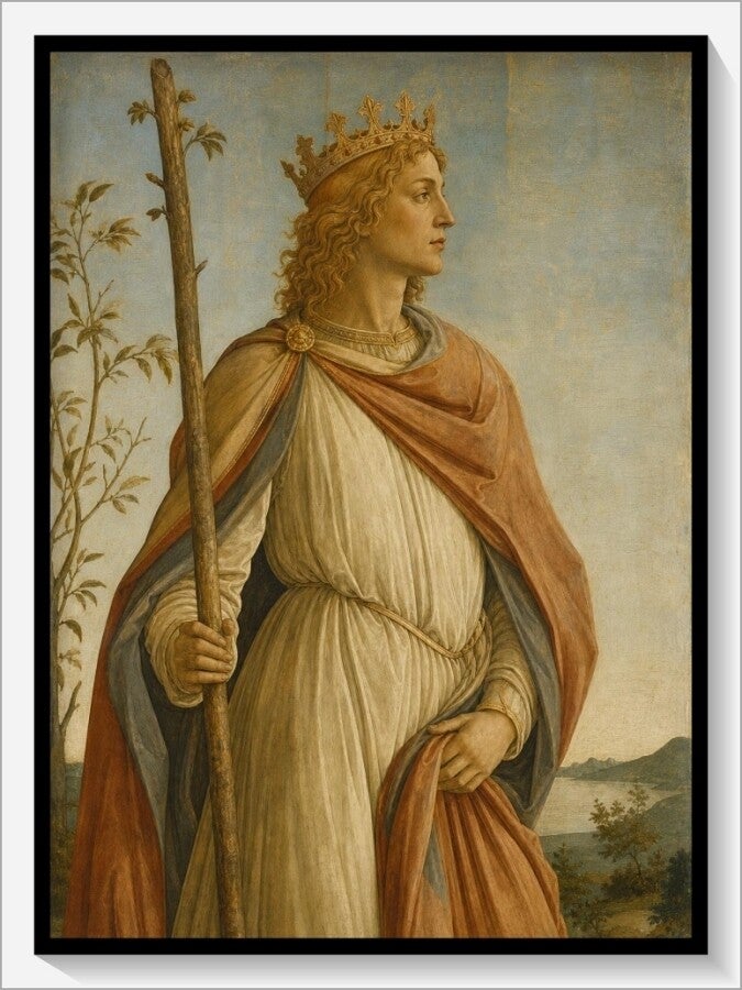 Botticelli Tarot „König der Stäbe"