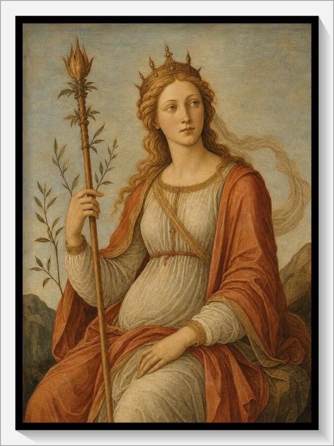 Botticelli Tarot „Königin der Stäbe"