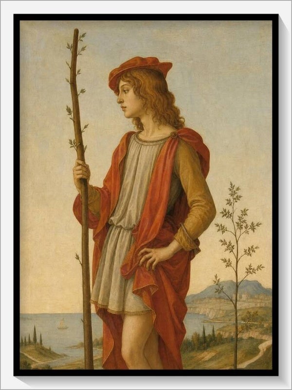 Botticelli Tarot „Bube der Stäbe"