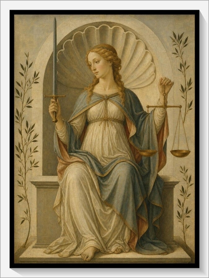 Botticelli Tarot „XI Die Gerechtigkeit“
