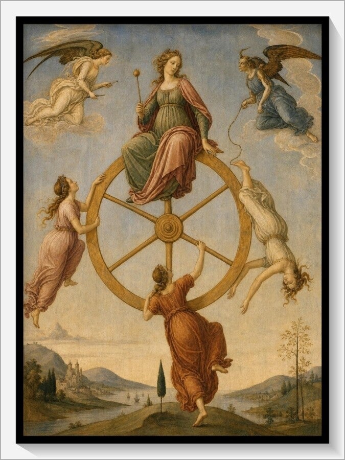 Botticelli Tarot „X Das Schicksalsrad“