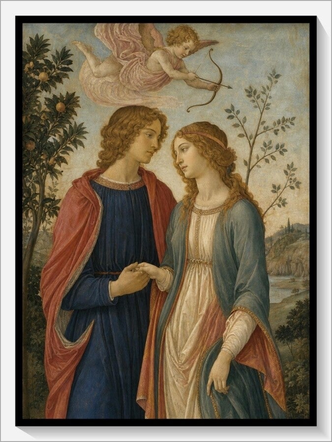 Botticelli Tarot „VI Die Liebenden“