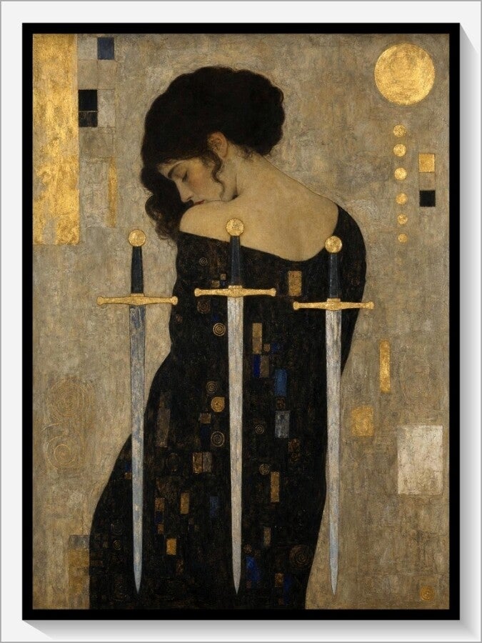 Klimt Tarot „Drei Schwerter“