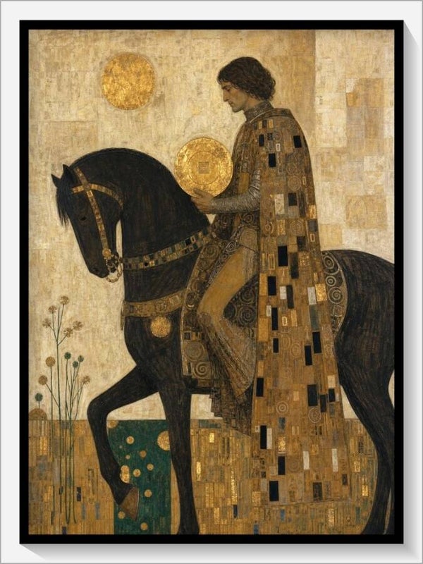 Klimt Tarot „Ritter der Münzen“