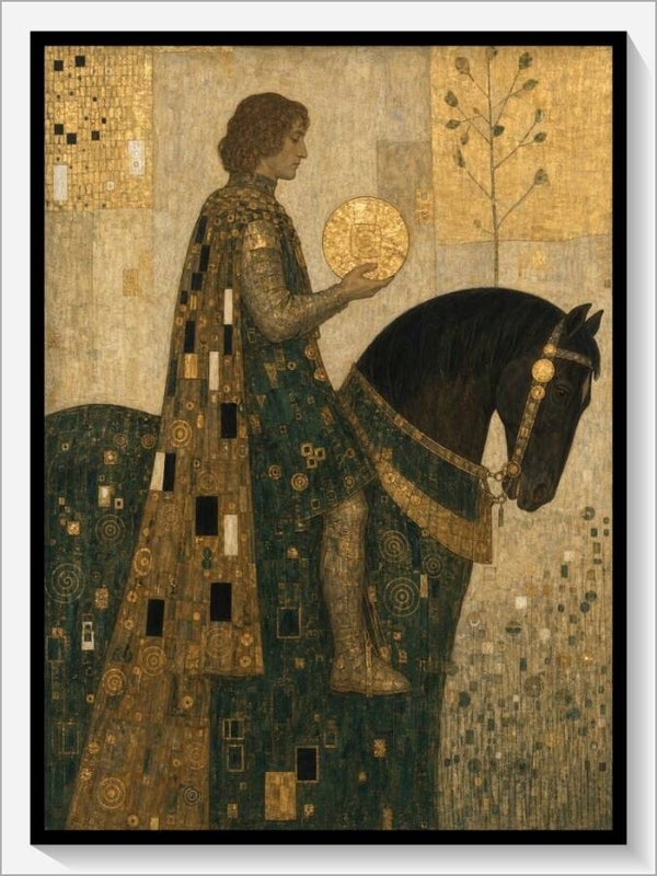 Klimt Tarot „Ritter der Münzen“