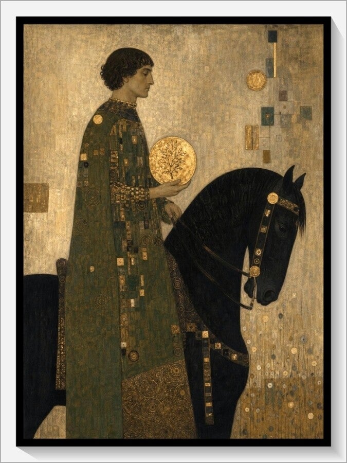 Klimt Tarot „Ritter der Münzen“
