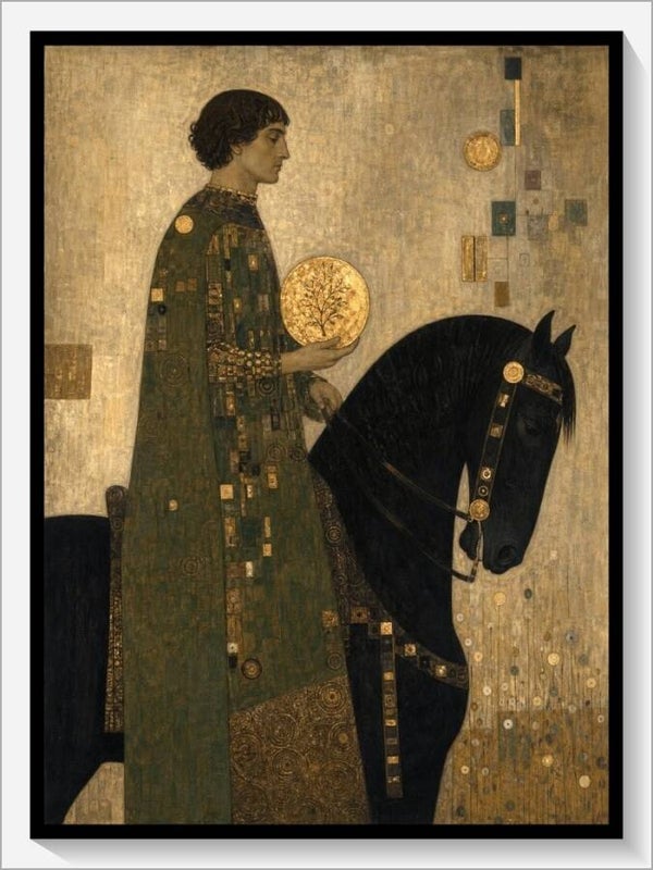Klimt Tarot „Ritter der Münzen“