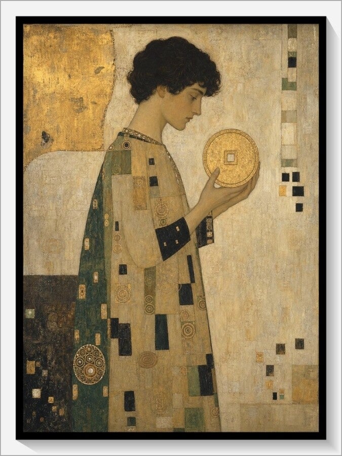 Klimt Tarot „Bube der Münzen“