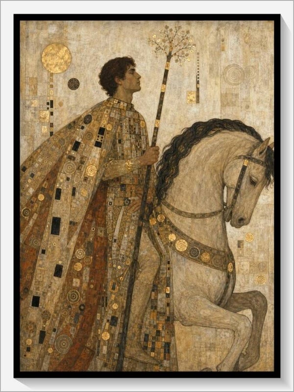 Klimt Tarot „Ritter der Stäbe“