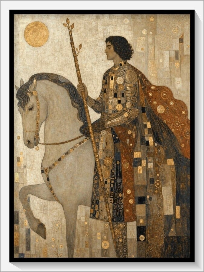Klimt Tarot „Ritter der Stäbe“