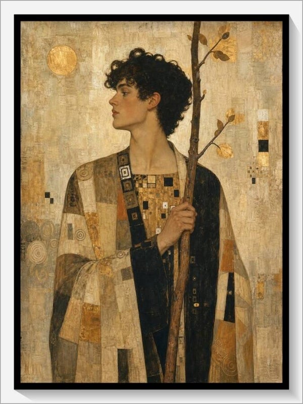 Klimt Tarot „Bube der Stäbe“