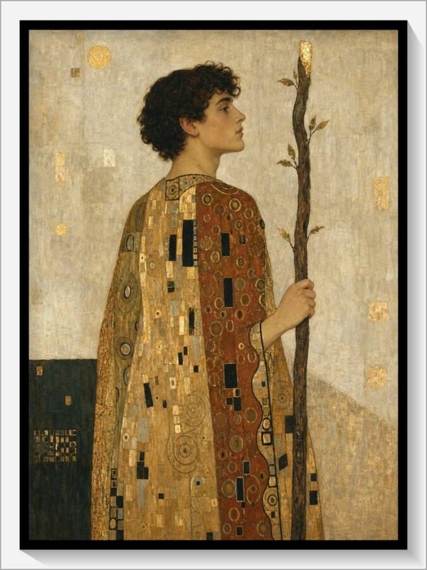 Klimt Tarot „Bube der Stäbe“