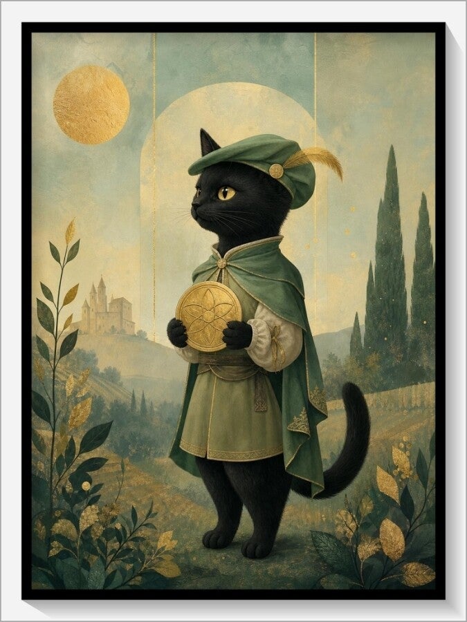 MoonCats Tarot „Bube der Münzen“