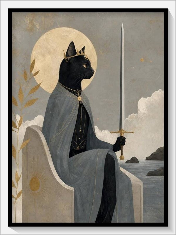 MoonCat Tarot „Königin der Schwerter“