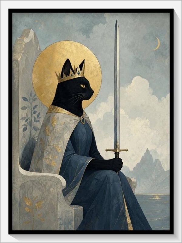 MoonCat Tarot „Königin der Schwerter“