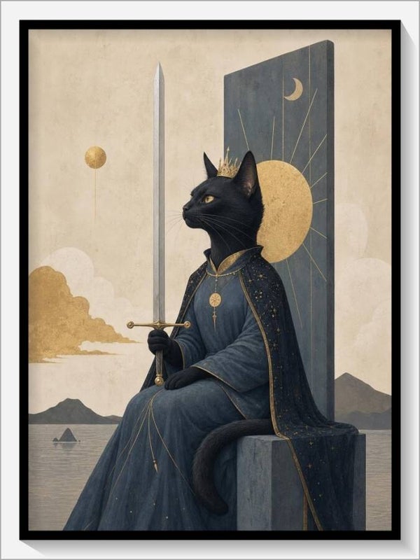 MoonCat Tarot „Königin der Schwerter“