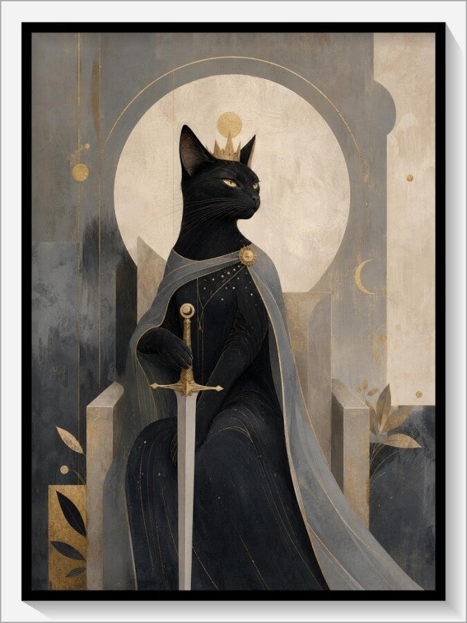 MoonCat Tarot „Königin der Schwerter“
