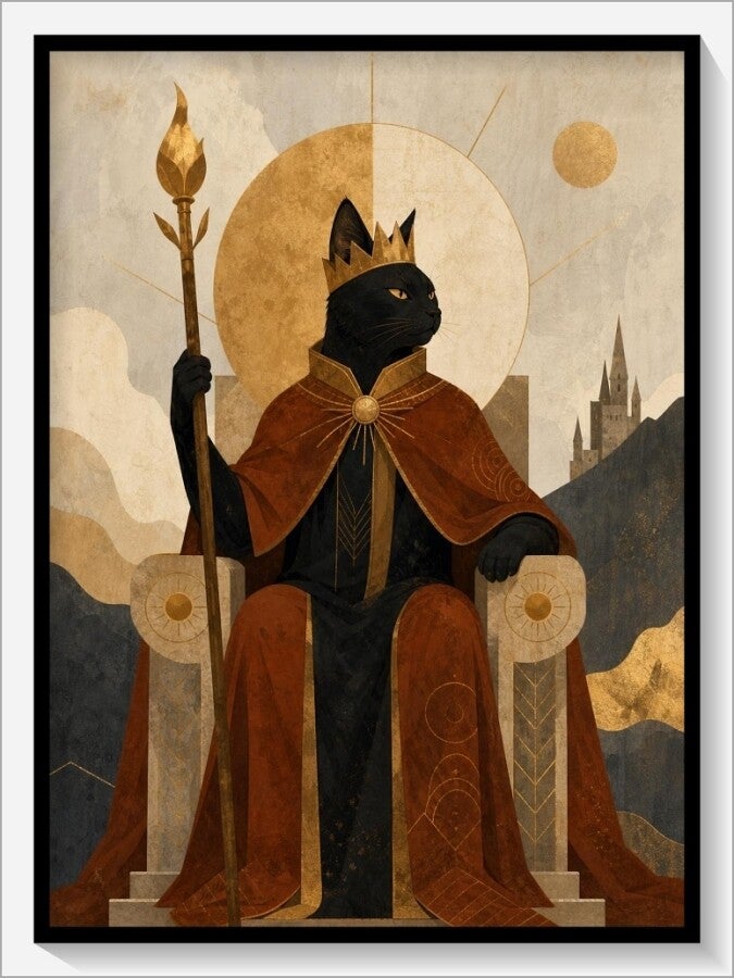 MoonCats Tarot „König der Stäbe“