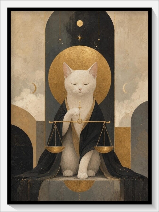 MoonCats Tarot „XI Die Gerechtigkeit“
