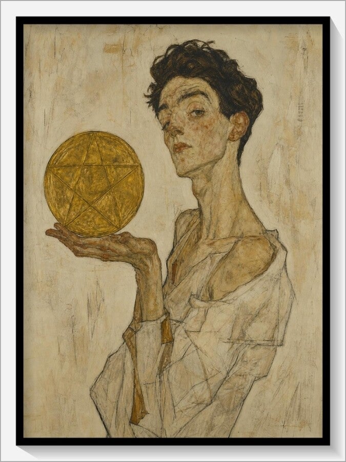 Schiele Tarot „As der Münzen"