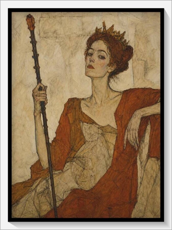 Schiele Tarot „Königin der Stäbe"