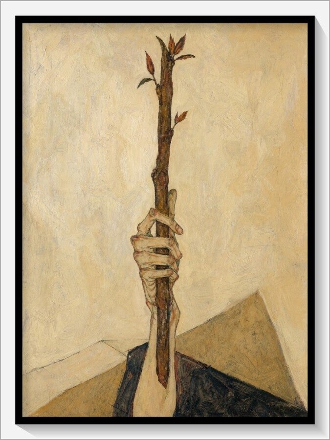 Schiele Tarot „As der Stäbe"