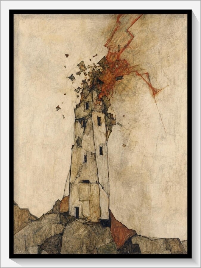 Schiele Tarot „XVI Der Turm"