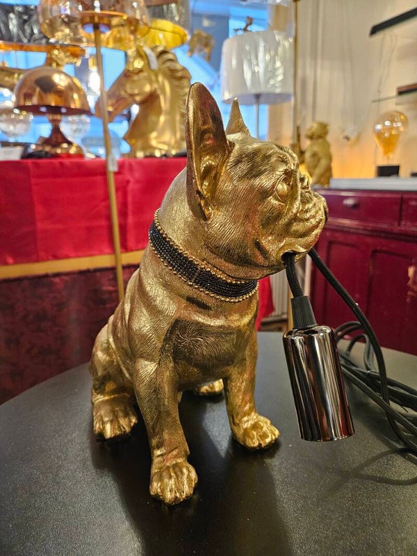 Mops Tischlampe Gold
