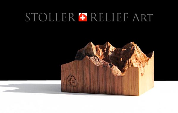 Bergmodell in Holz, Eiger/Mönch/Jungfrau