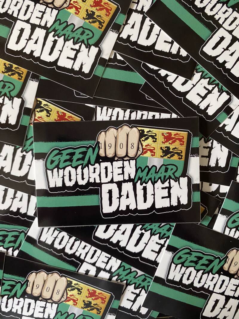 Geen woorden maar daden stickers