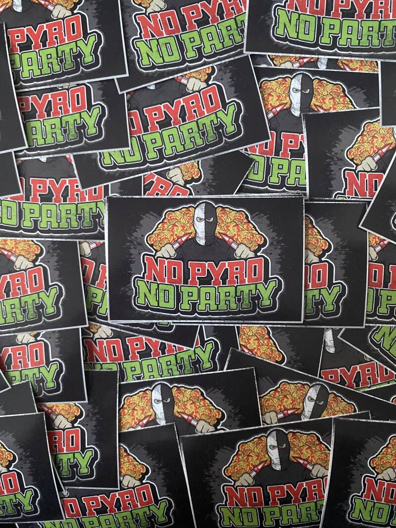 No pyro no party stickers